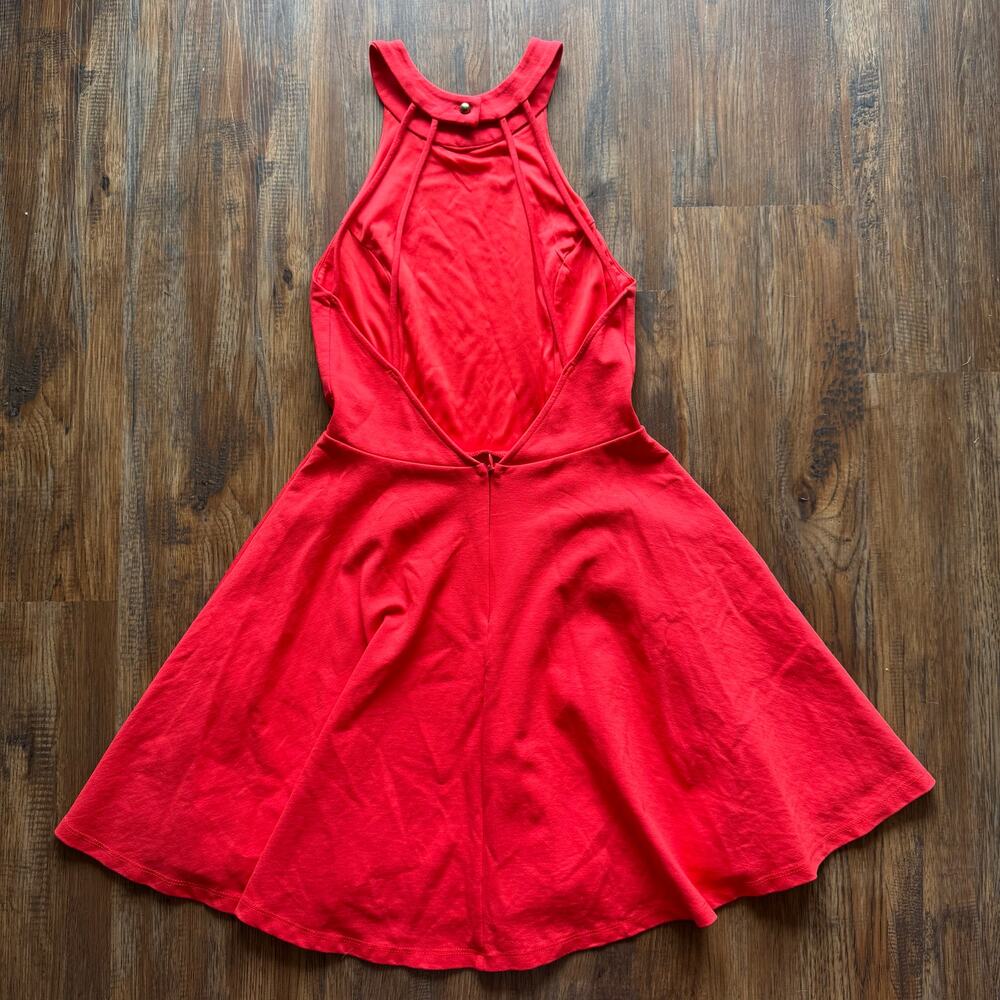 LULUS Stretchy dress fit and flare Delightful Surprise Salmon skater dress LARGE - Picture 11 of 12